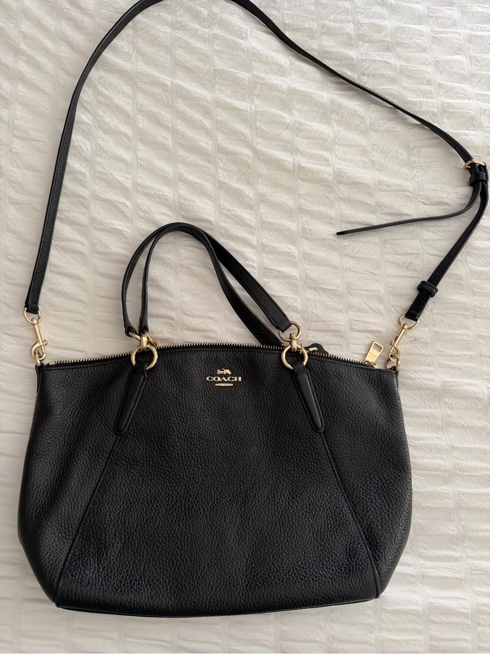 Coach Black Leather Pebbled Satchel - Coach
